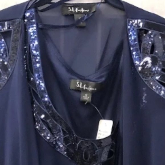 S.L Fashions, Women, cocktail dress, dark blue, size 12, 2 pieces, Elegant!. - Picture 9 of 12